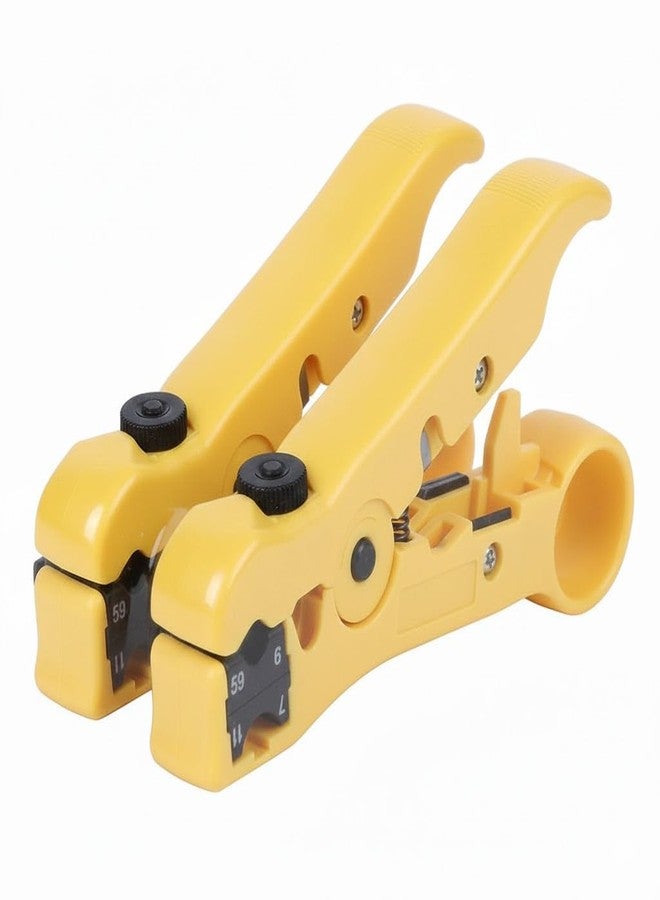 Meshiv Pack of 2 Universal Coaxial Cable Wire Stripper/Cutter Tool for Flat or Round UTP Cat5 Cat6 Wire (HT-352-Yellow-2 PCS) - Image 1