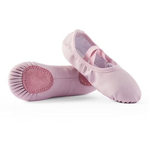 DyingSwan Toddler Ballet Shoes for Girls, Soft Leather Ballet Slippers, No-Tie Ballet Shoes Dance Shoes for Girls (Toddler/Little/Big Kid/Women) Pink - Image 1