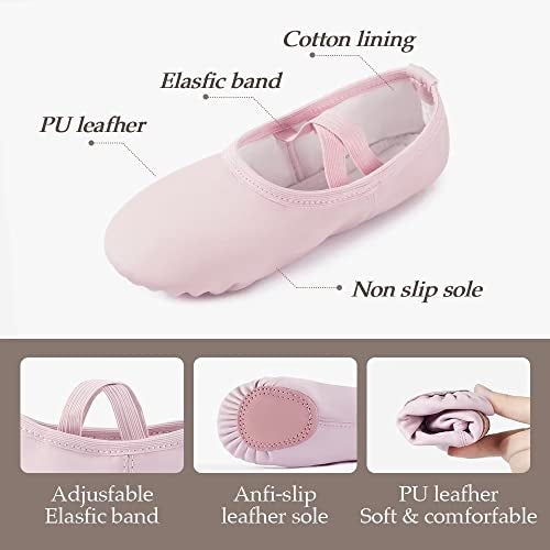 DyingSwan Toddler Ballet Shoes for Girls, Soft Leather Ballet Slippers, No-Tie Ballet Shoes Dance Shoes for Girls (Toddler/Little/Big Kid/Women) Pink - Image 5