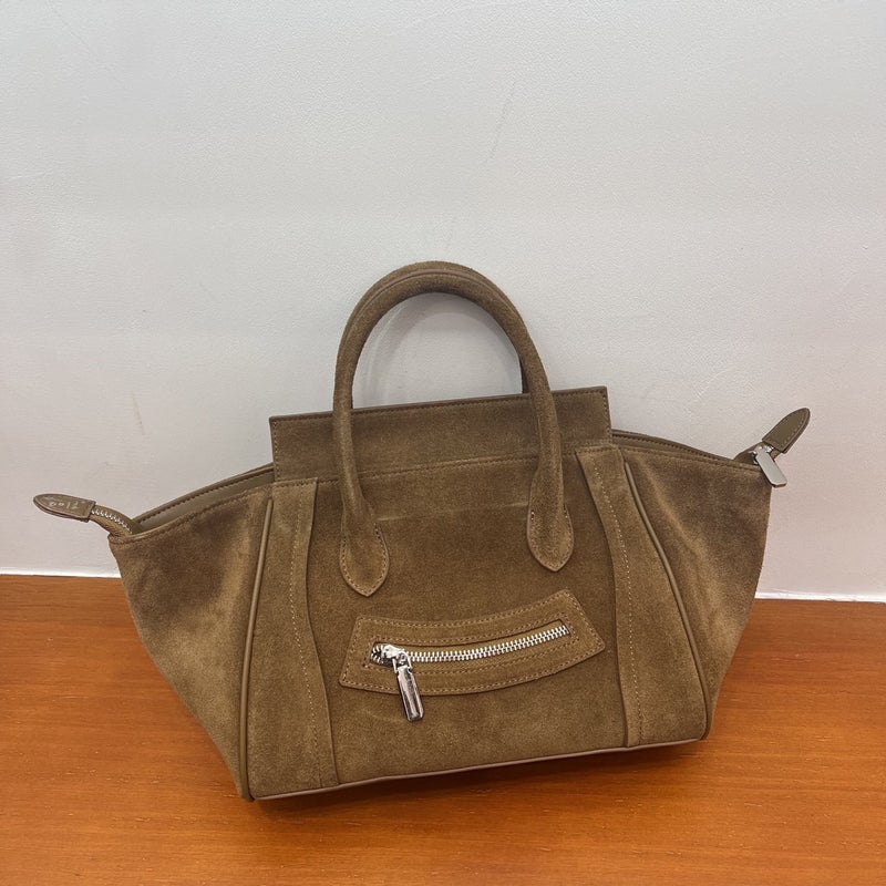 Frosted Cowhide Smiley Bag Large Capacity Commuter Portable Tote Bag Wing Bag Fashionable Versatile Shoulder Crossbody Bag For Women - Image 3