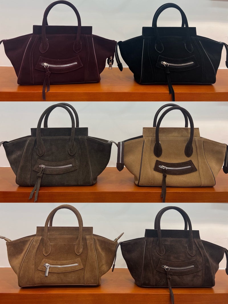 Frosted Cowhide Smiley Bag Large Capacity Commuter Portable Tote Bag Wing Bag Fashionable Versatile Shoulder Crossbody Bag For Women - Image 1