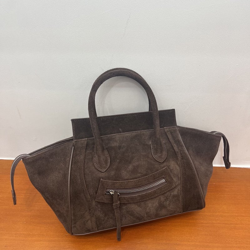 Frosted Cowhide Smiley Bag Large Capacity Commuter Portable Tote Bag Wing Bag Fashionable Versatile Shoulder Crossbody Bag For Women - Image 5