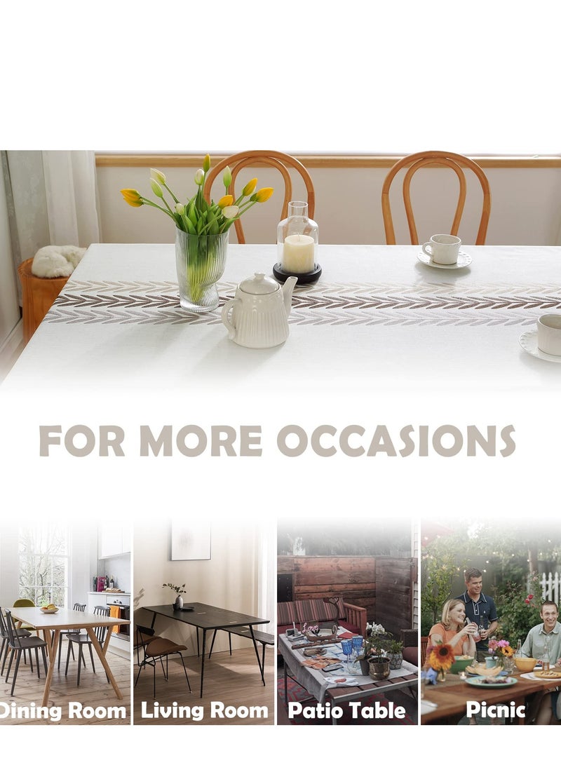 SYOSI Tablecloths for Rectangle Tables,Cotton Linen Table Cloth Waterproof Tablecloth Wrinkle Free Farmhouse Dining Table Cover,Soft Fabric Table Cloths with Tassels,Brown,55" X 70",4-6 Seats - Image 5
