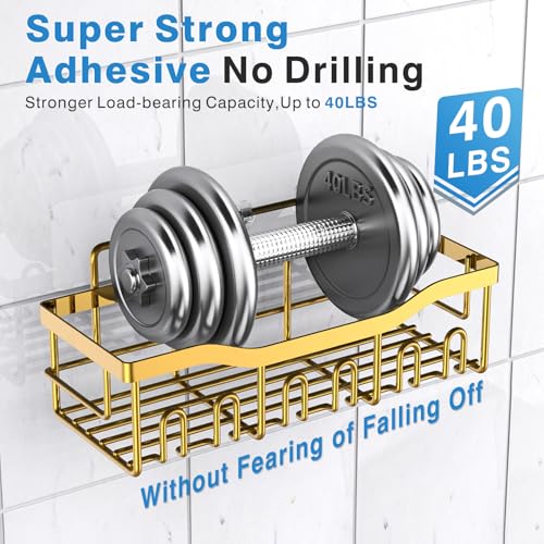 EUDELE Shower Caddy 2 Pack, Adhesive Organizer for Bathroom Storage, Home Decor & Kitchen, No Drilling, Rustproof Stainless Steel Shelf, Bathroom Decor Sets - Image 4