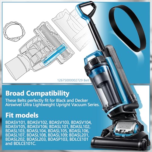 HASMX 2-Pack Replacement Vacuum Cleaner Belts #12675000002729 for Black & Decker Air Swivel Vacuum BDASV101, BDASV103, BDASV104, BDASL102 & Ultra, BDASL104, BDASL202, BDASL120 / BDAS120, BDASP103 - Image 2