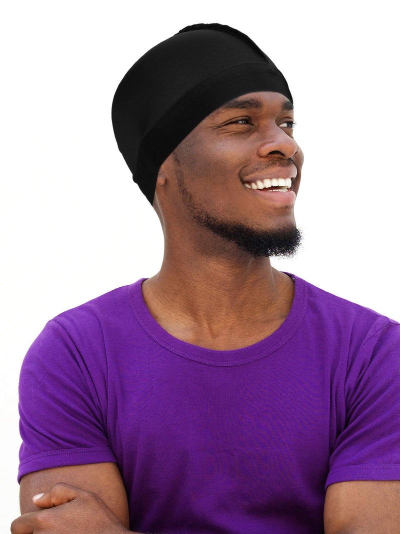 Satinior 8 Pieces Silky Durag Caps Elastic Wave Cap Long Tail Headwraps Wide Straps Waves, Red, Grey, Black, Royal Blue, L - Image 5