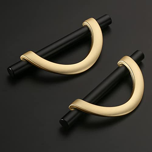Amerdeco 6 Pack Black Brushed Gold Cabinet Pulls 3.75 Inch(96MM) Hole Centers Kitchen Cabinet Handles Hardware Kitchen Handles for Cabinets Cupboard Handles Drawer Pulls - Image 2