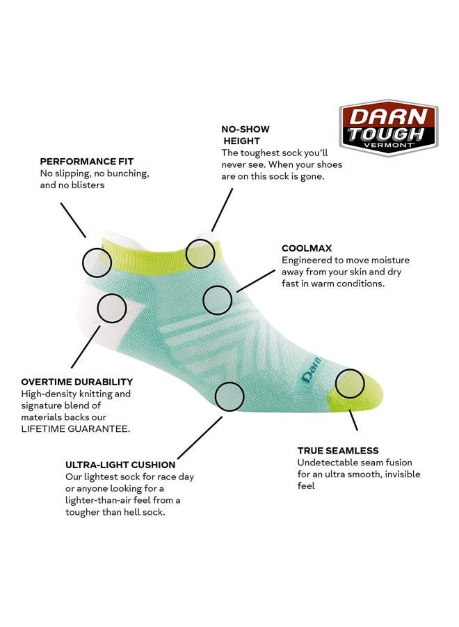 Darn Tough Women's Run Coolmax No Show Tab Ultra-Lightweight with Cushion - Medium Aqua Coolmax Socks for Running - Image 3