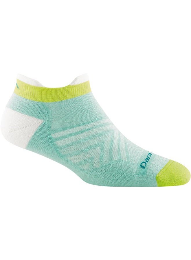 Darn Tough Women's Run Coolmax No Show Tab Ultra-Lightweight with Cushion - Medium Aqua Coolmax Socks for Running - Image 1