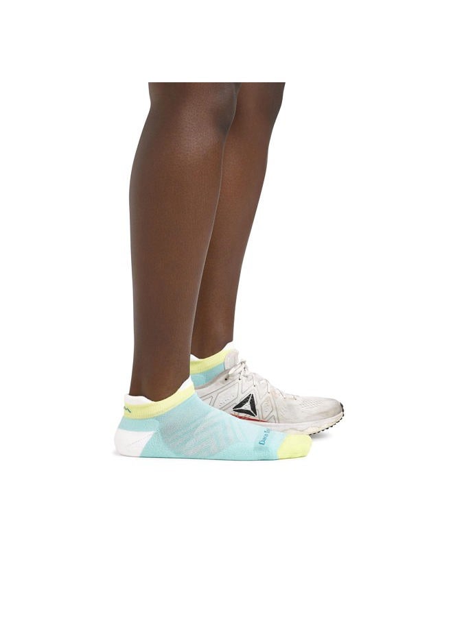 Darn Tough Women's Run Coolmax No Show Tab Ultra-Lightweight with Cushion - Medium Aqua Coolmax Socks for Running - Image 2