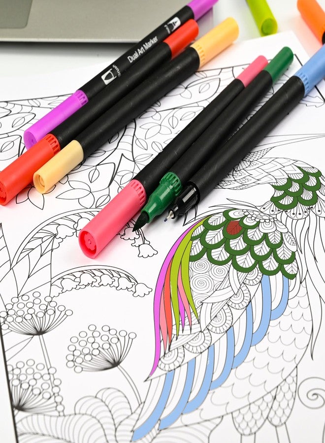 Bondream Adult Coloring Book Set with 36 Colors Markers,Spiral Bound Coloring Books with Mandala Flowers Animals Patterns for Adult Women Relaxation & Anxiety Relief - Image 5