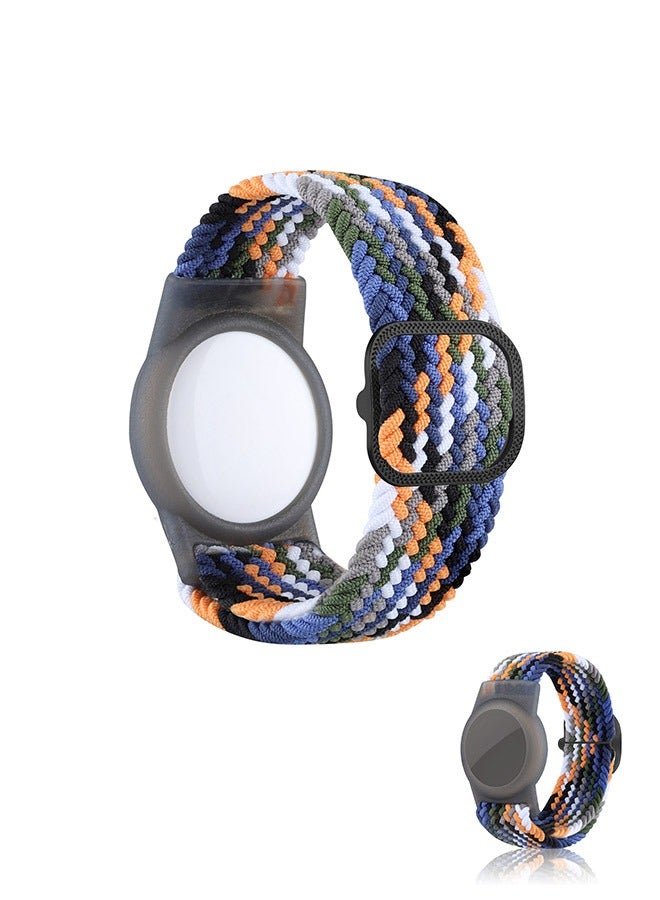 حزام معصم مضفر من النايلون المرن من AirTag ، بإبزيم قابل للتعديل ومضاد للفقد وحزام حماية من السيليكا (أزرق داكن) - Image 1