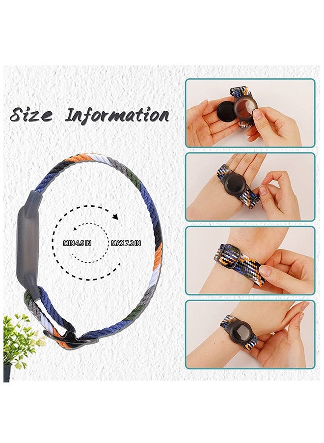 حزام معصم مضفر من النايلون المرن من AirTag ، بإبزيم قابل للتعديل ومضاد للفقد وحزام حماية من السيليكا (أزرق داكن) - Image 2