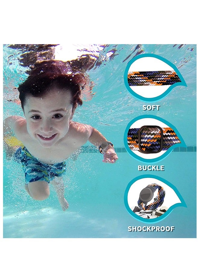 حزام معصم مضفر من النايلون المرن من AirTag ، بإبزيم قابل للتعديل ومضاد للفقد وحزام حماية من السيليكا (أزرق داكن) - Image 5