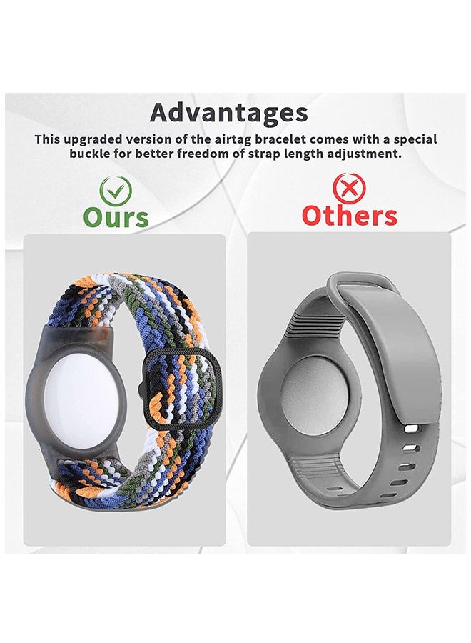 حزام معصم مضفر من النايلون المرن من AirTag ، بإبزيم قابل للتعديل ومضاد للفقد وحزام حماية من السيليكا (أزرق داكن) - Image 3