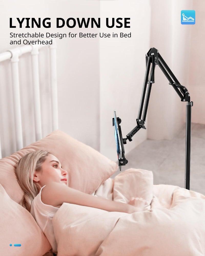 UBeesize Tablet Stand Holder for Bed & Floor, 9.7LB Heavy Duty Adjustable iPad Stand, 360Â° Swivel, Stretchable Arm, Compatible with iPad Pro Air Mini 12.9/9.7, Kindle, Cell Phones (4.9''-13'') - Image 4