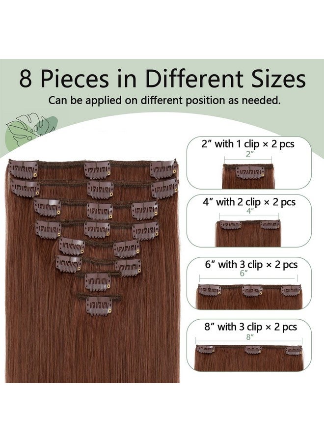 S-noilite Clip In Hair Extensions Human Hiar Clip In Short Human Hair Auburn Hair Standard Weft 100% Real Human Hair Full Head 8 Pieces 18 Clips Silky Soft 13 Inch80G Dark Auburn (33) - Image 2