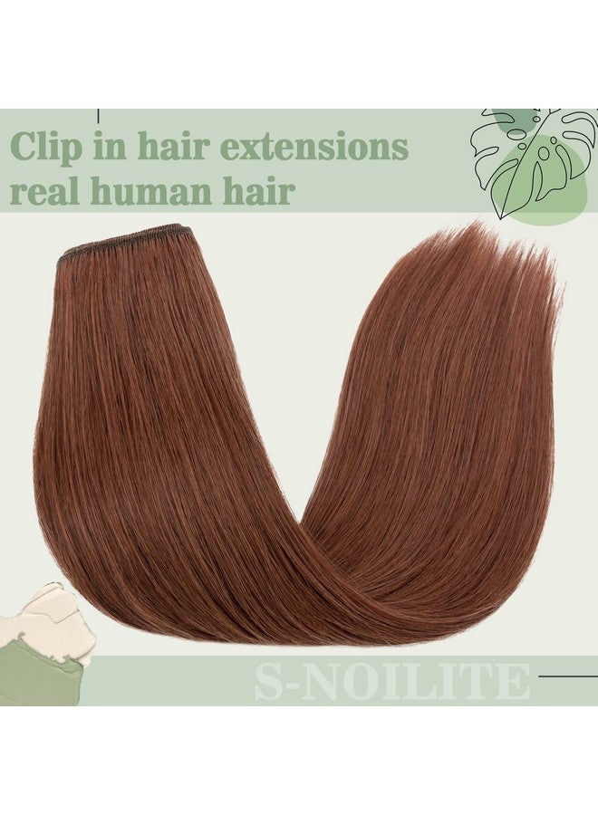 S-noilite Clip In Hair Extensions Human Hiar Clip In Short Human Hair Auburn Hair Standard Weft 100% Real Human Hair Full Head 8 Pieces 18 Clips Silky Soft 13 Inch80G Dark Auburn (33) - Image 5