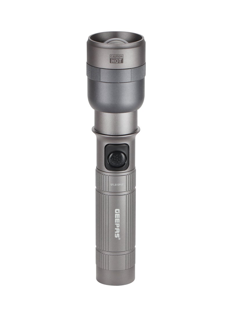 GEEPAS Zoomable LED Flashlight 20W | Perfect for Indoor and Outdoor Use, 10 Hours Continuous Working | Battery Level Indicator and Power Reminder, Lithium Battery, 1500 Lumens | GFL51095Z - Image 1