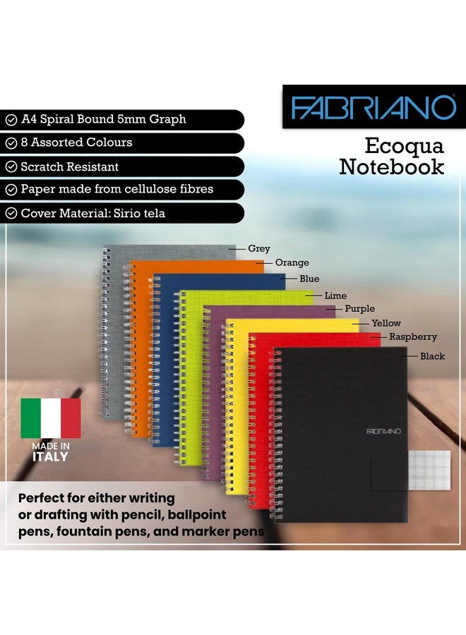 فابريانو دفتر ملاحظات Fabriano Ecoqua A4 بغطاء حلزوني مقاس 5 مم باللون الأصفر - Image 5