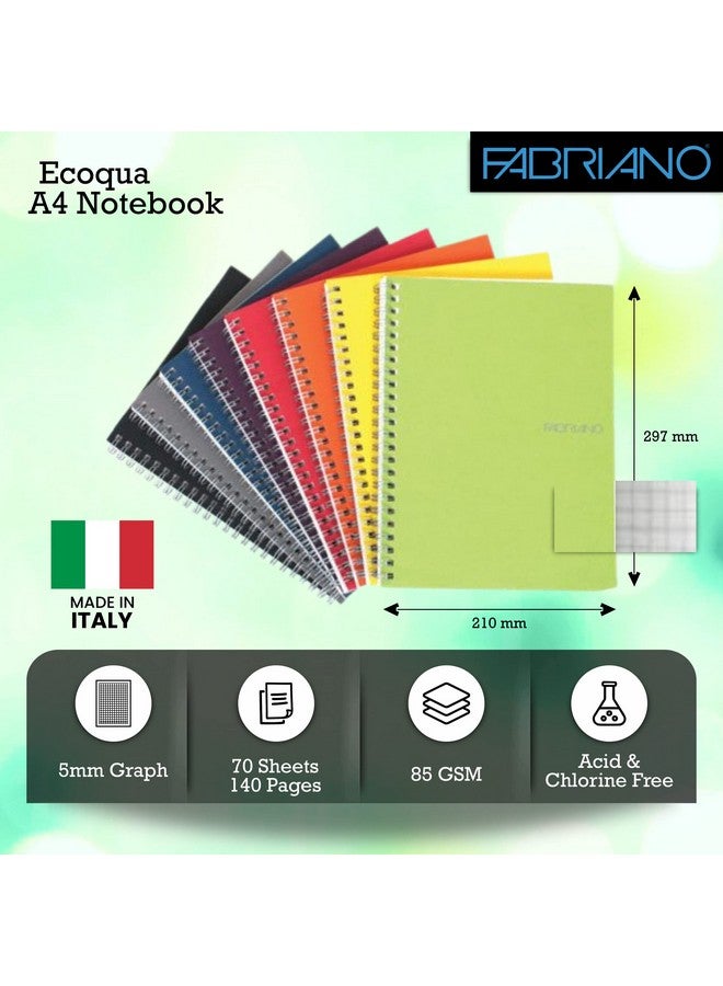 فابريانو دفتر ملاحظات Fabriano Ecoqua A4 بغطاء حلزوني مقاس 5 مم باللون الأصفر - Image 3