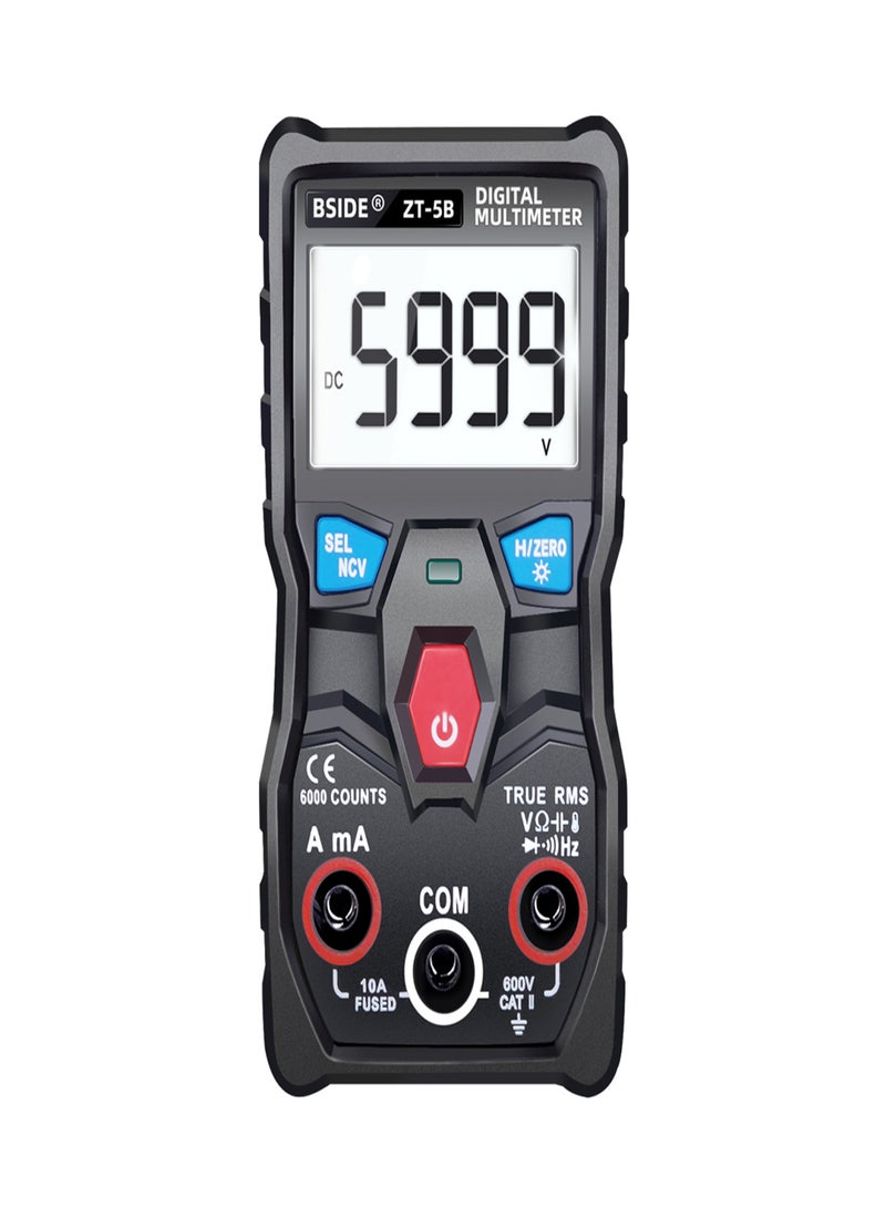 بي سايد جهاز قياس متعدد رقمي ذكي عالي الدقة ZT-5B من BSIDE مزود بـ 6000 عداد، مزود بخاصية BT، وجهاز اختبار RMS حقيقي، لقياس جهد التيار المستمر/التيار المتردد، ومقاومة التيار المستمر/التيار المتردد، والسعة، والتردد، والصمام الثنائي، ومصباح يدوي لقياس درجة الحرارة من -20 إلى 1000 درجة مئوية. - Image 1