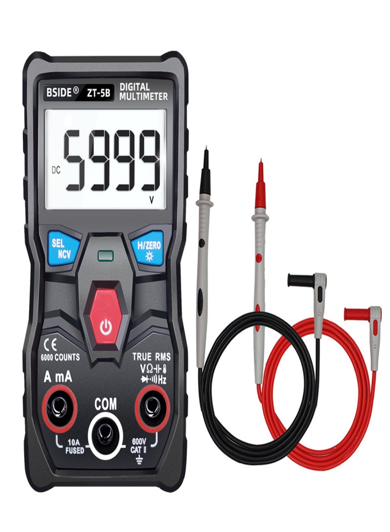 بي سايد جهاز قياس متعدد رقمي ذكي عالي الدقة ZT-5B من BSIDE مزود بـ 6000 عداد، مزود بخاصية BT، وجهاز اختبار RMS حقيقي، لقياس جهد التيار المستمر/التيار المتردد، ومقاومة التيار المستمر/التيار المتردد، والسعة، والتردد، والصمام الثنائي، ومصباح يدوي لقياس درجة الحرارة من -20 إلى 1000 درجة مئوية. - Image 3