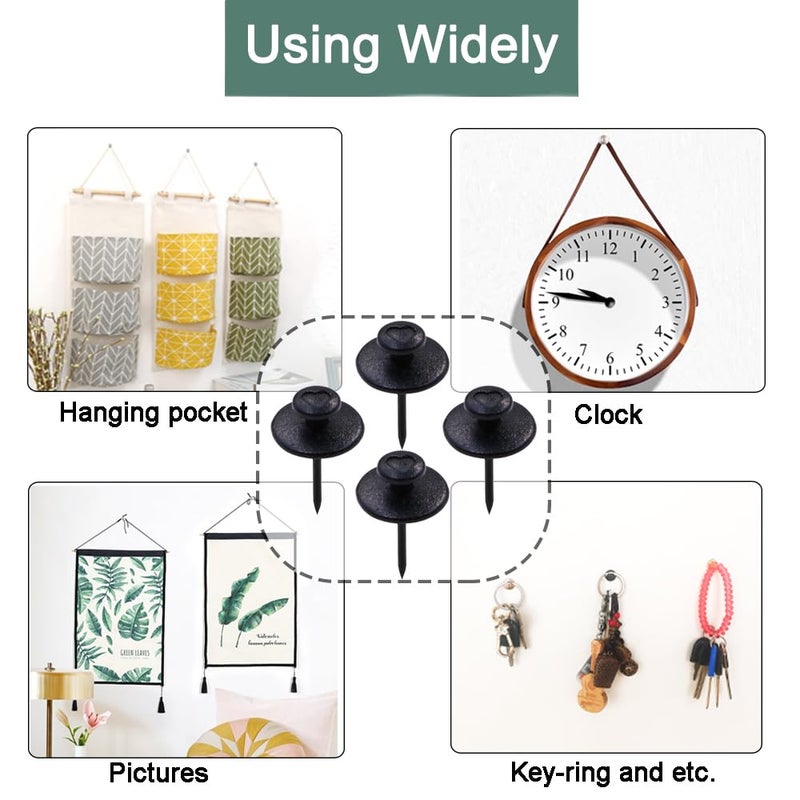 Hoaisun 60 PCS Double Headed Picture Hanging Nails, Wall Hangers Without Nails, Thumb Tacks for Wall Hangings Picture, Renter Friendly Decor Push Pins for Tapestry Frame Art - Image 2