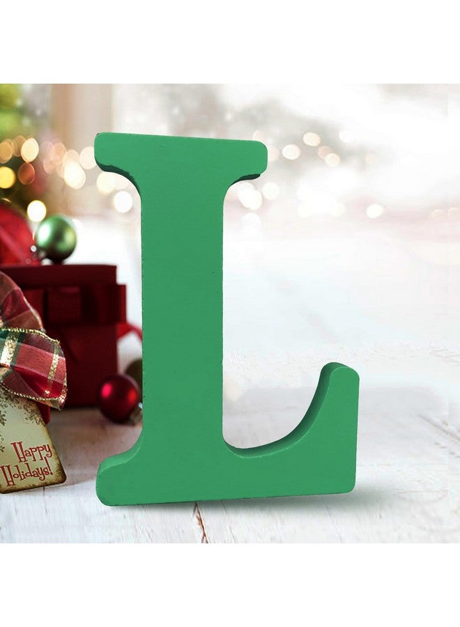 AOCEAN 6 Inch Green Wood Letters Unfinished Wood Letters for Wall Decor Decorative Standing Letters Slices Sign Board Decoration for Craft Home Party Projects (L) - Image 1