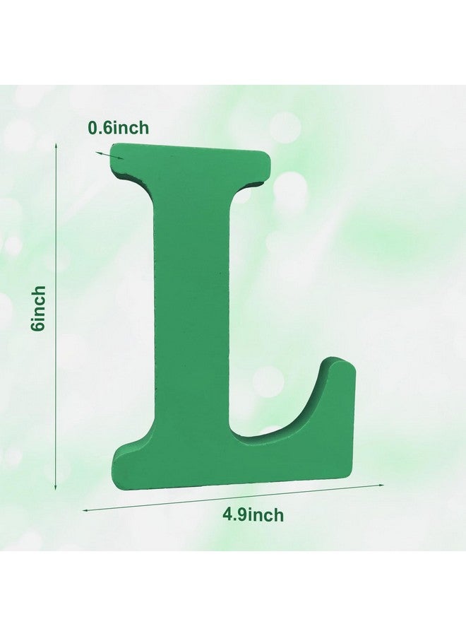 AOCEAN 6 Inch Green Wood Letters Unfinished Wood Letters for Wall Decor Decorative Standing Letters Slices Sign Board Decoration for Craft Home Party Projects (L) - Image 2