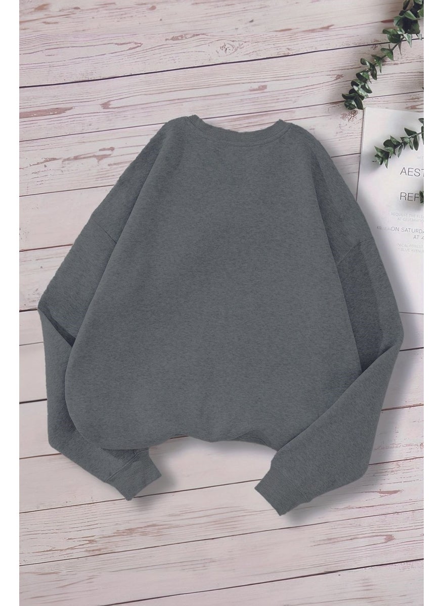Myada - New Season Adventure Written Wolf Printed Oversize Hooded Kids Sweatshirt 14634 - Image 1
