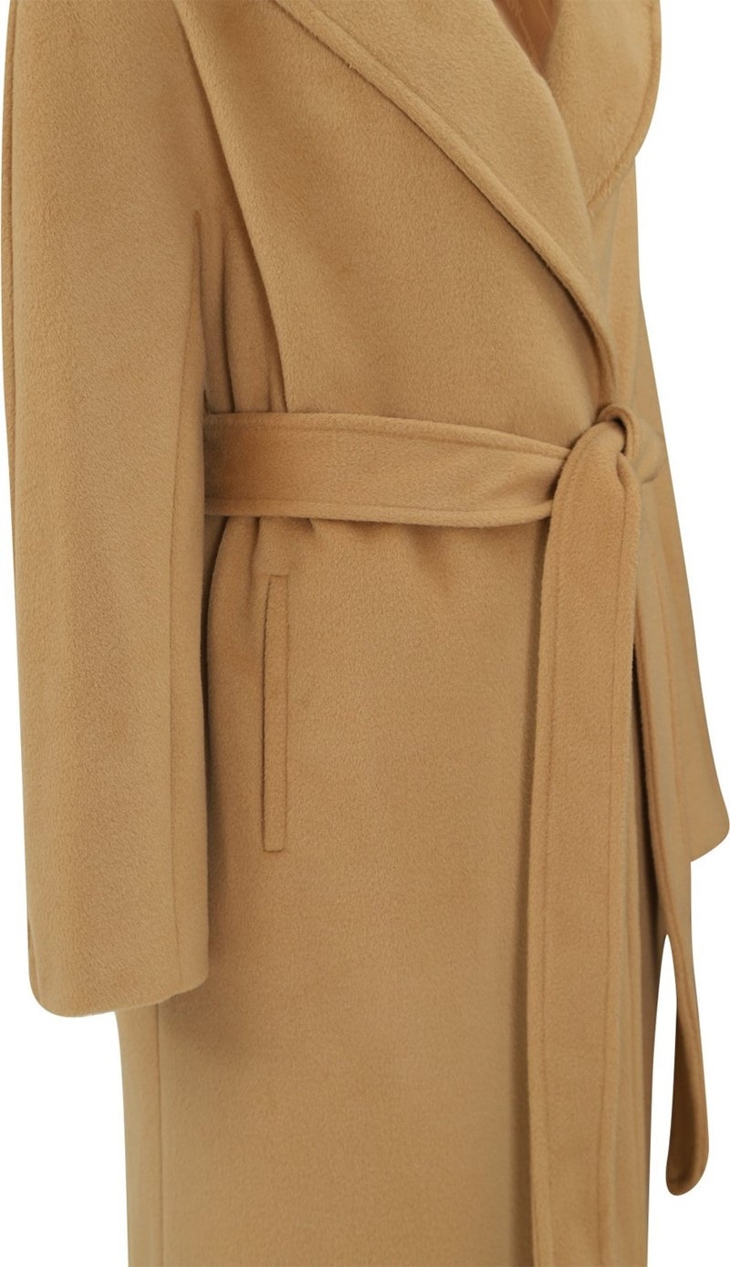 Açelya Okcu AÇELYAOKCU Premium Lapel Fleet Pocket Tied Maxi Women's Wool Coat  - Image 2