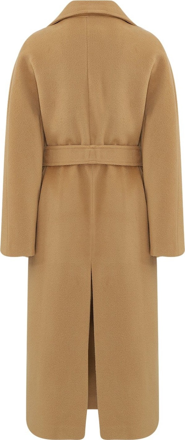 Açelya Okcu AÇELYAOKCU Premium Lapel Fleet Pocket Tied Maxi Women's Wool Coat  - Image 3