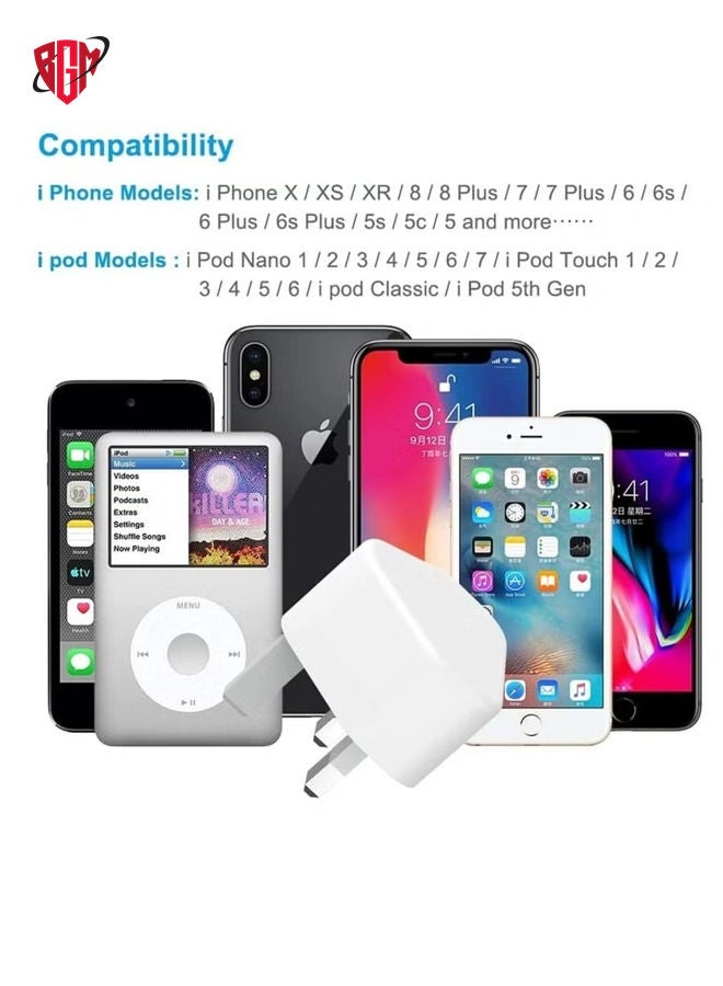 BGM 5V 1A Power Adapter Supply, USB Charger Cable and Plug Compatible for i Phone 5S, 6, 6S, 6 Plus, 6S Plus, 7, 7 Plus, 8, 8 Plus, XS, X, XS Max, 11, XR, i Pod Touch 5G Power Cord  - Image 2