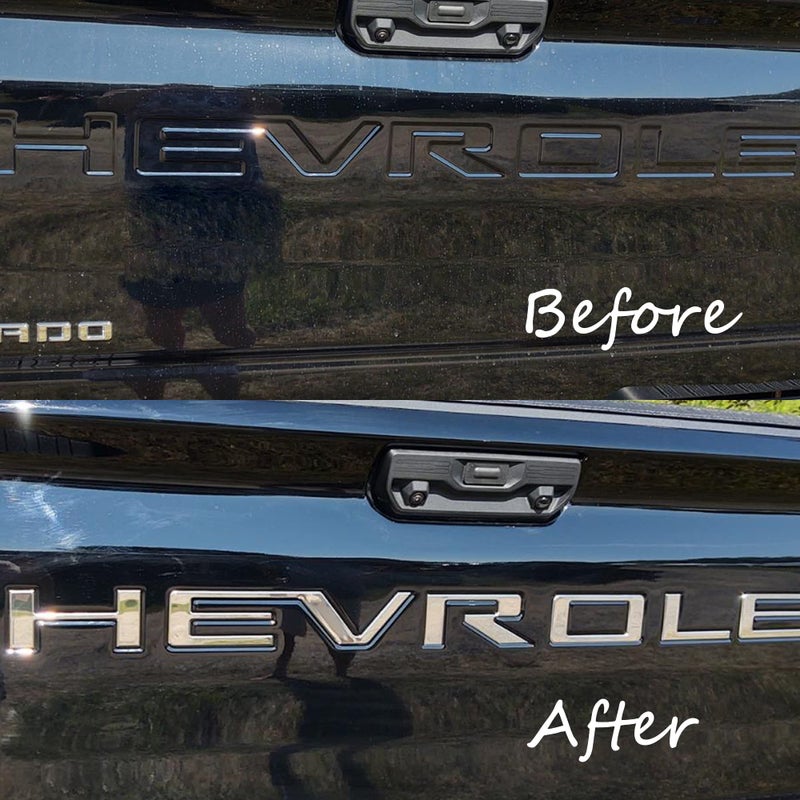 Texflic Tailgate Insert Letters Compatible with Chevy Silverado 2019 2020 2021 2022 2023 2024 2025 Accessories 3D Rear Emblems Badge with Strong Adhesive Chrome Silver - Image 3