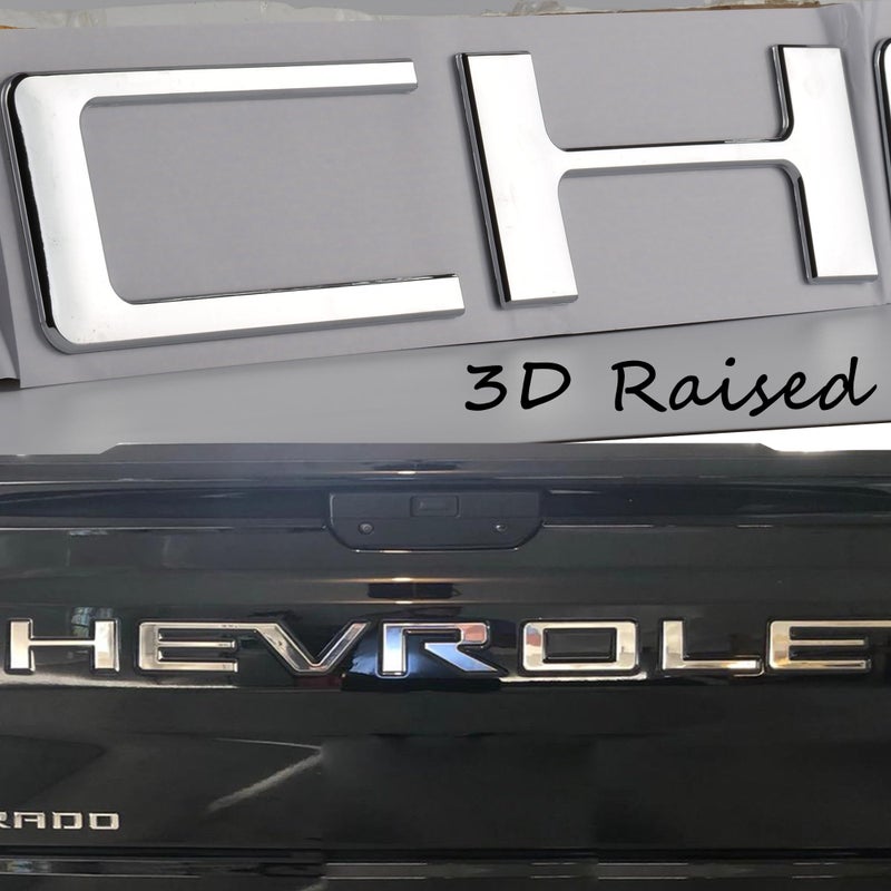Texflic Tailgate Insert Letters Compatible with Chevy Silverado 2019 2020 2021 2022 2023 2024 2025 Accessories 3D Rear Emblems Badge with Strong Adhesive Chrome Silver - Image 4