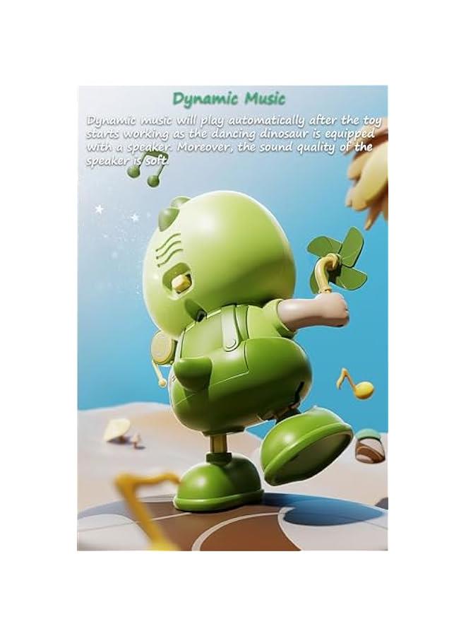 Musical Toy, Lovely Dancing Dinosaur Toy Baby Crawling Toy Robot Dancing Toy Dinosaur Music Toy for Boys and Girls with Dynamic Music| Legs Move Sideways| Body Twist (Boy) - Image 3