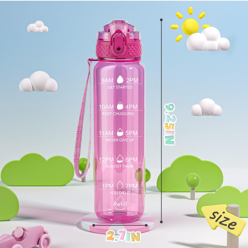 OLDLEY 17oz Kids Water Bottle for School - Motivational With Silicone Straw, Leak-Proof Tritan BPA-Free, Reusable for Girls Boys, Eggplant - Image 5