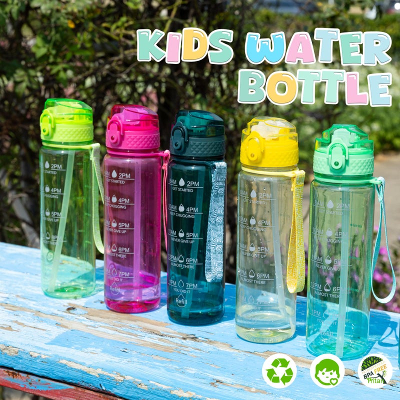 OLDLEY 17oz Kids Water Bottle for School - Motivational With Silicone Straw, Leak-Proof Tritan BPA-Free, Reusable for Girls Boys, Eggplant - Image 2