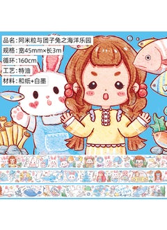 Cute Cartoon Girl Washi Tape Set A sea paradise of rice grains and dumplings and rabbits. Paper. Special oil 3m