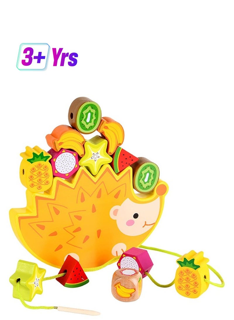 BAYBEE لعبة توازن القنفذ الخشبية 2 في 1 للأطفال، ألعاب بناء وتكديس مكعبات للأطفال، ألعاب ربط للأطفال، ألعاب تعليمية للأطفال من مونتيسوري لتدريب التوازن للأطفال من سن 3 سنوات فما فوق، الأولاد والبنات - Image 1