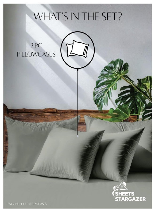 SHEETS STARGAZER 1000 Thread Count 100% Egyptian Cotton Pillow Cases, Set of 2 Pillowcase, Long-Staple 100% Cotton Breathable, Soft Sateen Weave Bed Pillow Cover, 20 X 30 Inches Pillowcases Light Grey Standard Size - Image 4