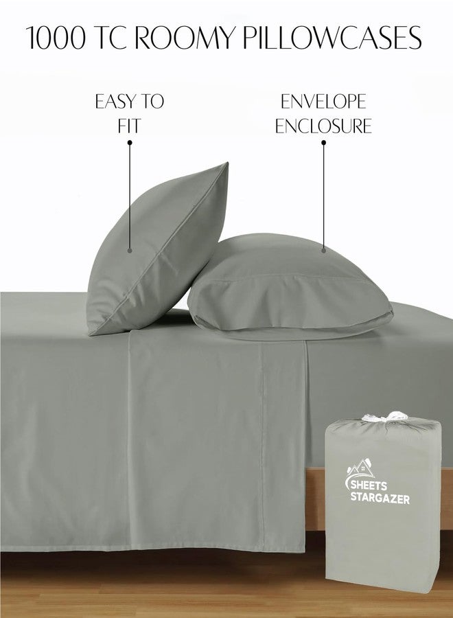 SHEETS STARGAZER 1000 Thread Count 100% Egyptian Cotton Pillow Cases, Set of 2 Pillowcase, Long-Staple 100% Cotton Breathable, Soft Sateen Weave Bed Pillow Cover, 20 X 30 Inches Pillowcases Light Grey Standard Size - Image 3