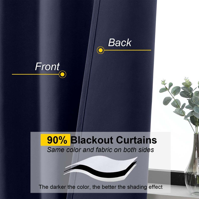 WelvetBLK Navy Blue Blackout Curtains 84 Inches Long 2 Panels Set, Soft Solid Thermal Insulated Room Darkening Curtains for Bedroom Living Room, Rod Pocket Drape, Navy Blue, Each 40" Wx84 L - Image 3