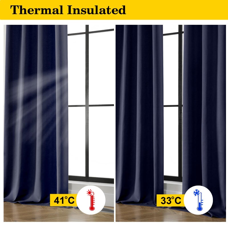 WelvetBLK Navy Blue Blackout Curtains 84 Inches Long 2 Panels Set, Soft Solid Thermal Insulated Room Darkening Curtains for Bedroom Living Room, Rod Pocket Drape, Navy Blue, Each 40" Wx84 L - Image 5