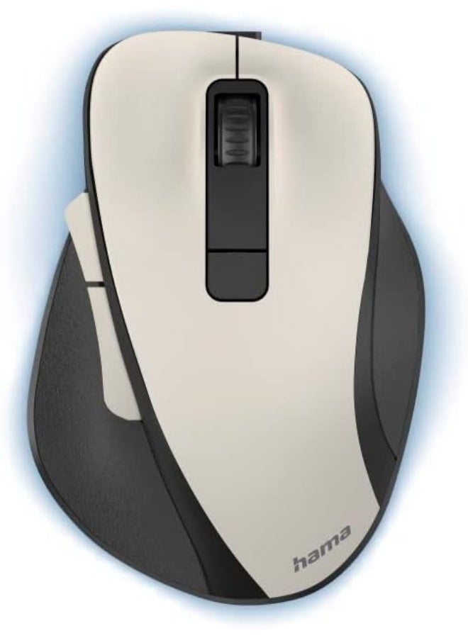 Hama | Ergonomic Mouse (Wireless Mouse, 6 Buttons, 2.4 GHz, BlueWave, 800/1200/1600 dpi, Optical, Wireless, Ergonomic Mouse for Laptop/PC, Battery, Right-Handed User), Beige - Image 1