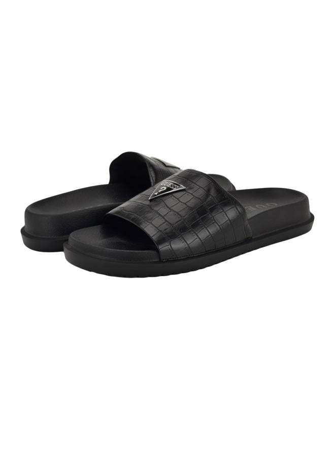 GUESS Men's Vesper Slide Sandal, Black Croco 003, 44 EU - Image 2