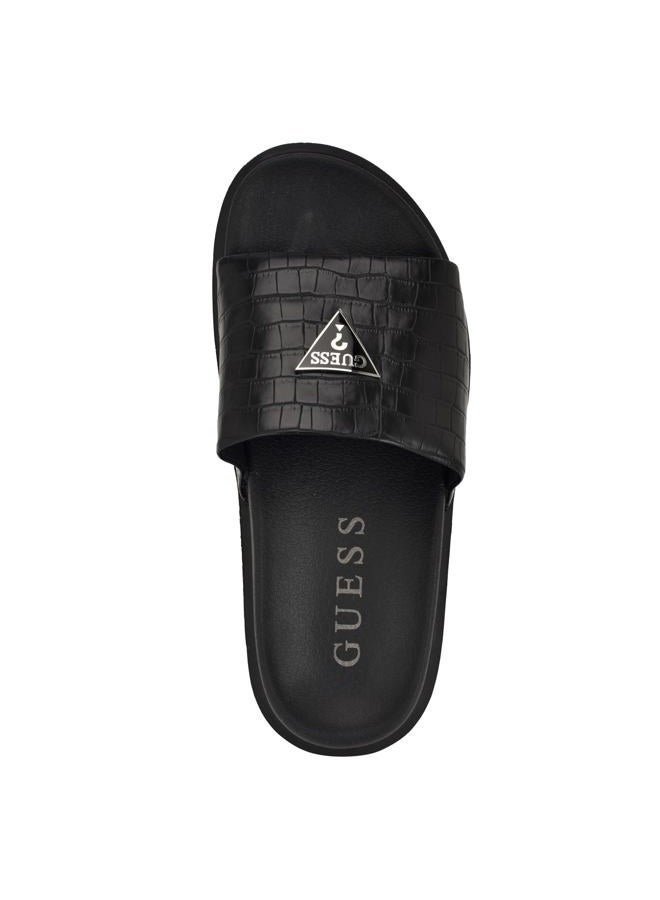 GUESS Men's Vesper Slide Sandal, Black Croco 003, 44 EU - Image 5