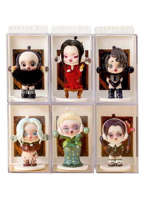 6 Piece Figure Display Case, Clear Figure Display Case with ID Slot, Stackable Doll Display Stand for Pop Mart LEGO Collectibles Action Figures