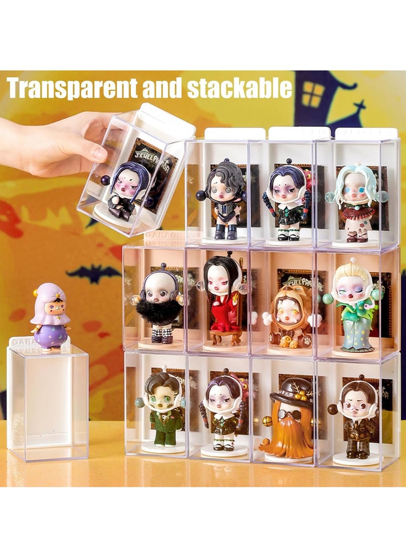 General - 6 Piece Figure Display Case, Clear Figure Display Case with ID Slot, Stackable Doll Display Stand for Pop Mart LEGO Collectibles Action Figures - Image 1